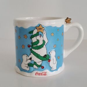 Vintage 2001 Coca Cola Mug  Polar Bear Christmas Holiday Scene
